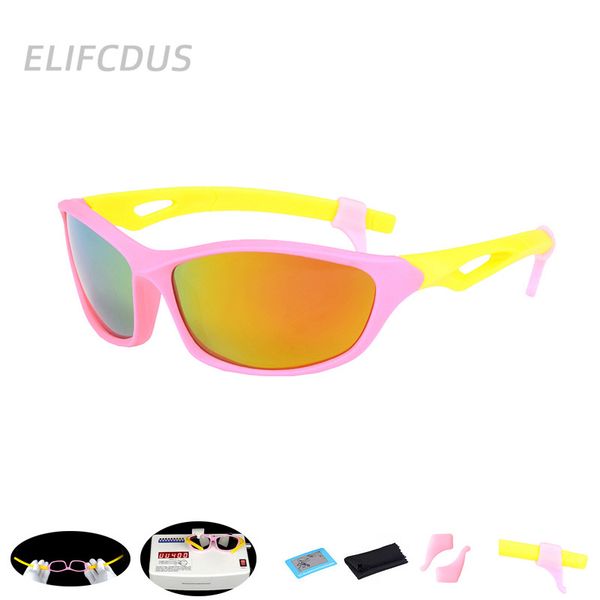 

elifcdus polarized sunglasses for kids children sun glasses girl boy outdoor flexible uv400 protection eyewear with ear hook, Blue