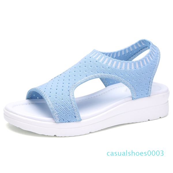 

горячая распродажа-летние женские сандалии плюс размер 35-45 клин breathableemale peep toe ladies solid slip-on удобная обувь ladies c03, Black