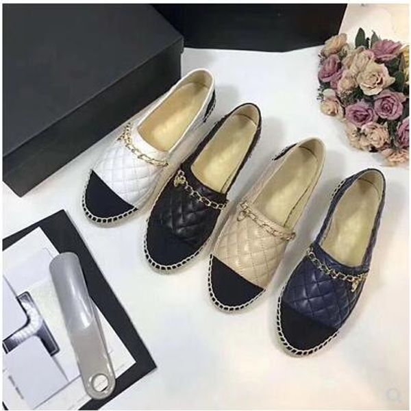 

classic luxury women genuine leather espadrilles brand designer fashion flats loafers shoes hiking fisherman shoes casual shoes, Black