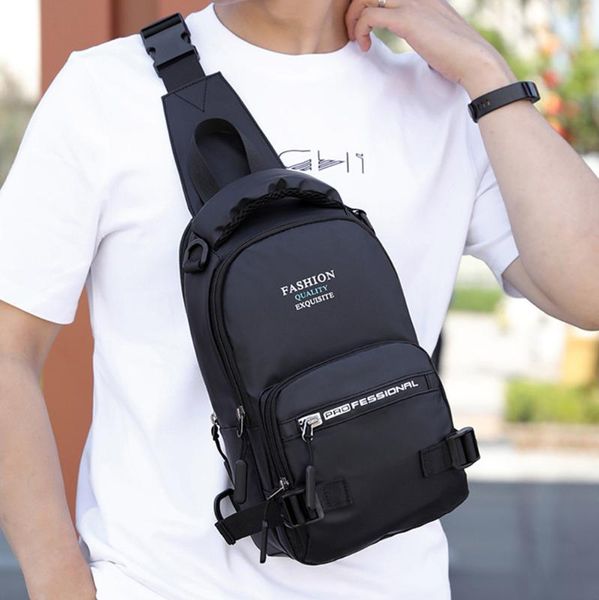 

shoulder bag men fashion sport messenger crossbody single shoulder bags letter zipper chest bag with usb jack handbag men