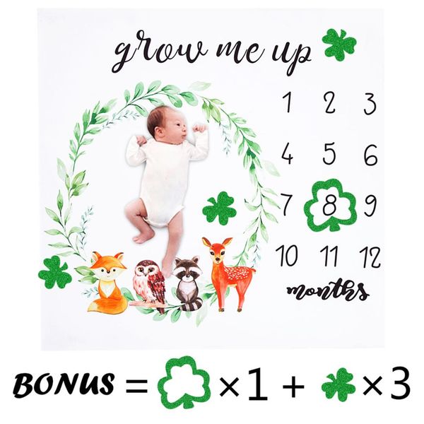 

baby milestone print blanket quilt for newborn baby 0-12 months pgraphy background p props bonus frame 100 * 100cm