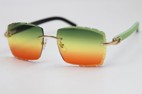 

2020 mix carved rimless new plank optical 3524012 fashion purple black shipping gold green glasses sunglasses lens brown le pudj, White;black