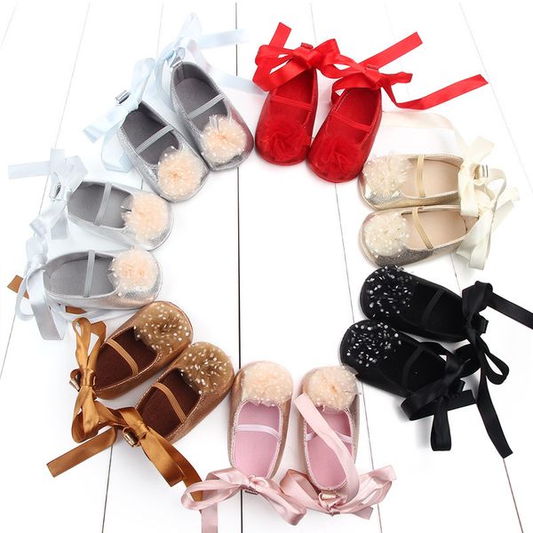 

newborn baby shoes princess party ribbon strap floral soft sole crib shoes non-slip sneaker prewalker small boy 0-18m