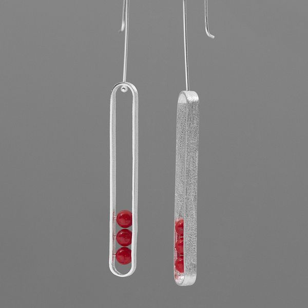 

inature one after another 925 sterling silver red coral beads drop earrings for women wedding party jewelry