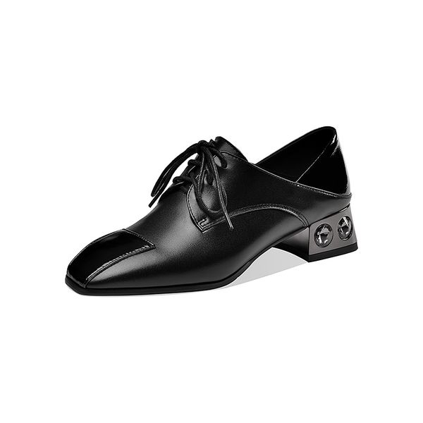 

2020 new spring summer party single shoes woman square toe high heels cross-tied pumps large size 34-43, Black