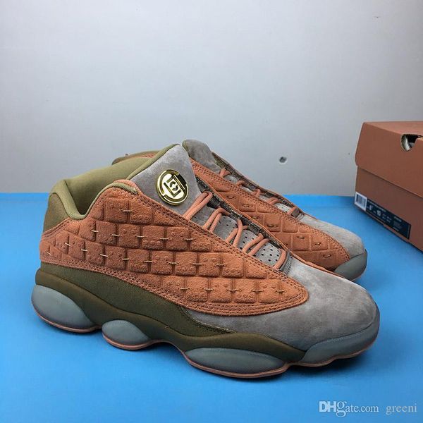 

clot x 13 low basketball shoes 13s terracotta warriors designerÂ sneakers at3102-200 fashionÂ grey and olive suede casualÂ shoes