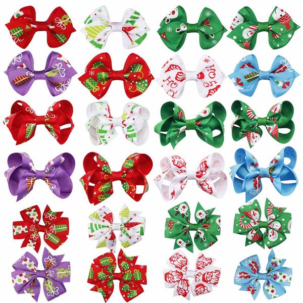 

2 pcs/lot 3" christmas hairgrips for girls boutique hair bow with alligator clips hairpin christmas party hair accessories