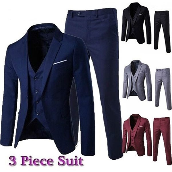 

autumn new men's business casual three-piece suit jacket grooms man's wedding dress code, White;black