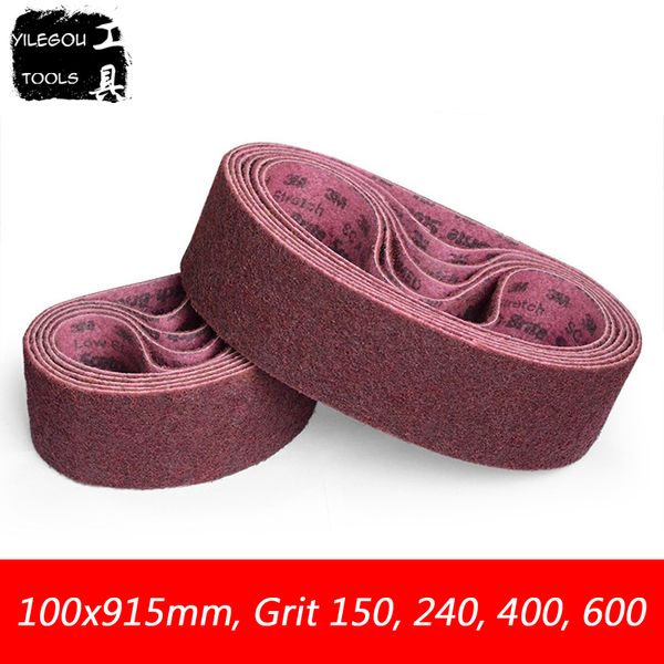 

4" x 36" nylon sanding screen 100 x 915mm 3m nylon round sanding belt for metal, 915*100mm brushed polishing belt, grit 150-600