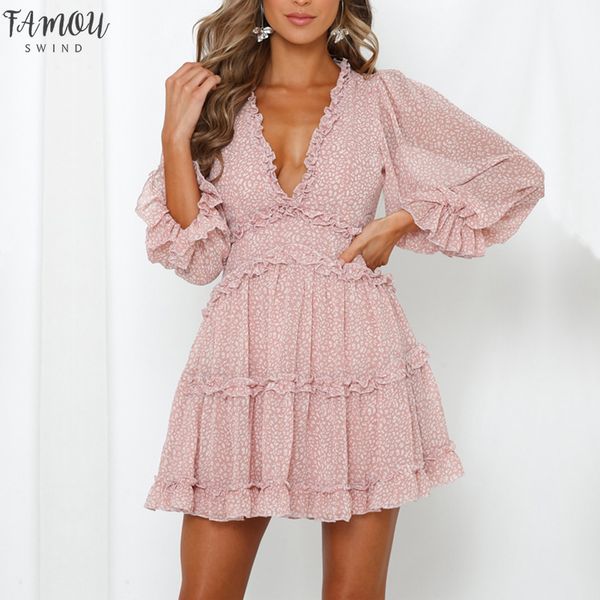 

romantic print chiffon mini holiday dress women's back cut out beach party dress frill robe skater dress for lady, Black;gray