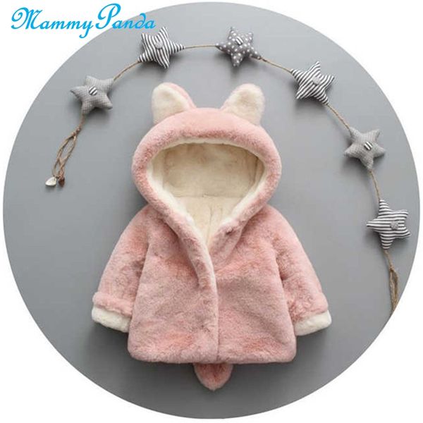 

mpanda warm baby winter jacket faux fur coat for girls fleece cute ears animal snowsuit hooded outerwear kids clothes new year, Blue;gray