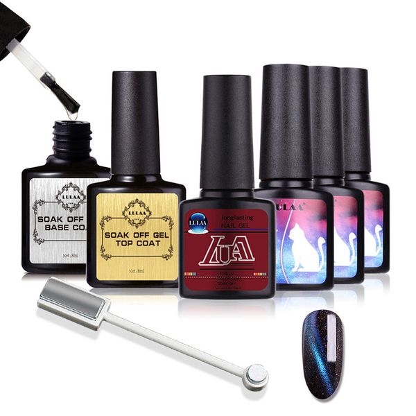 

drop ship 7pcs/set shell waterproof and long-lasting gel nail polish and coat uv led gel polish semi permanent varnish set x, Red;pink