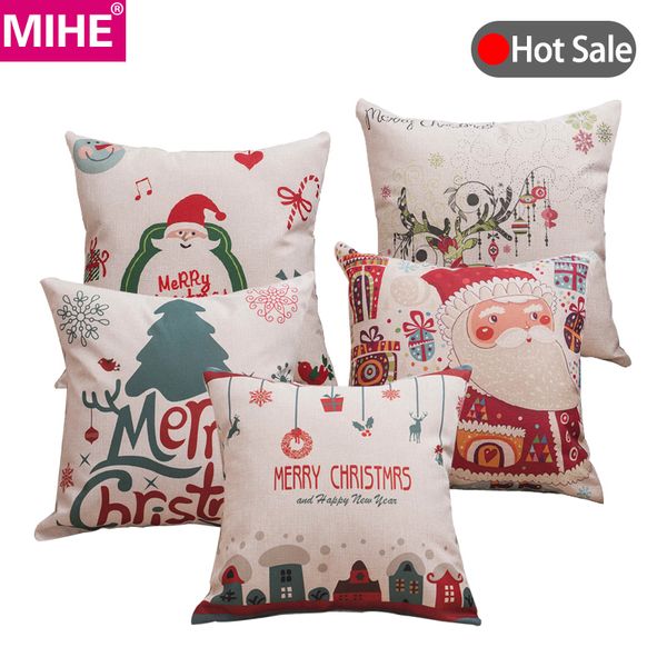 

mihe new year cushion cover throw pillows case soft bed car seat covers 45x45cm pillowcase christmas decorations for sofa bzt06