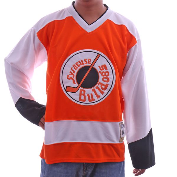 

Ogie Ogilthorpe #2 Slap Shot Syracuse Bulldogs Men Hockey Jersey Sewn Orange Free Shipping Size S-3XL