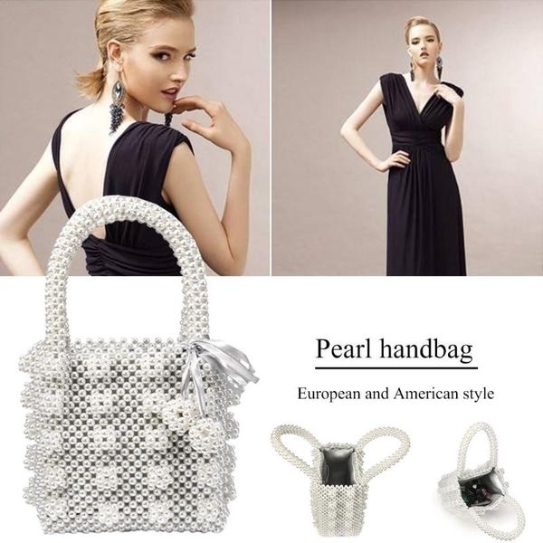 

women beaded handbags handmade weave crystal pearl tote bags ladies evening package annual party bag for dinners conferences