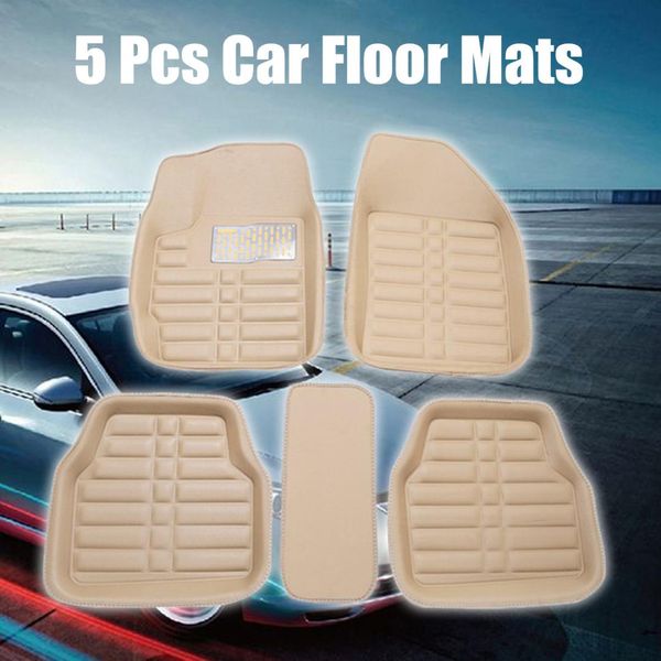 

5pcs car floor mats front & rear liner universal leather car floor mats carpet waterproof non-slip anti-dirty