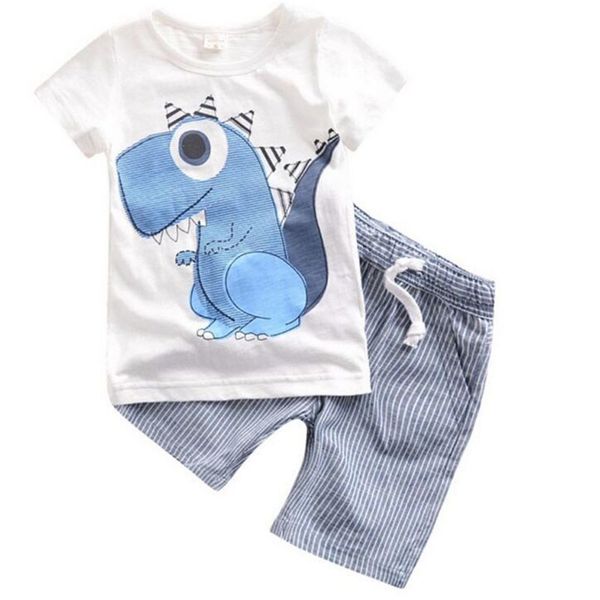 

brand kid baby boy clothes set children summer boys clothes cartoon kids boy clothing set t-shit+pants cotton, White