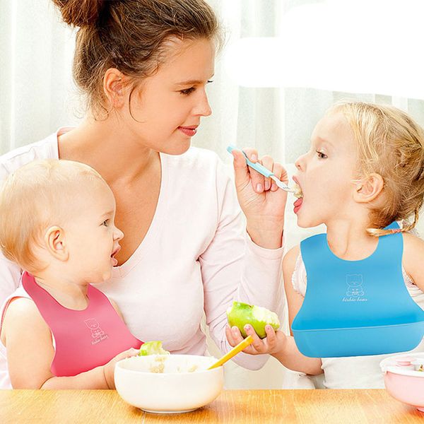 

new baby kids bibs tpe silicon candy color burp cloths waterproof washable saliva towel ing