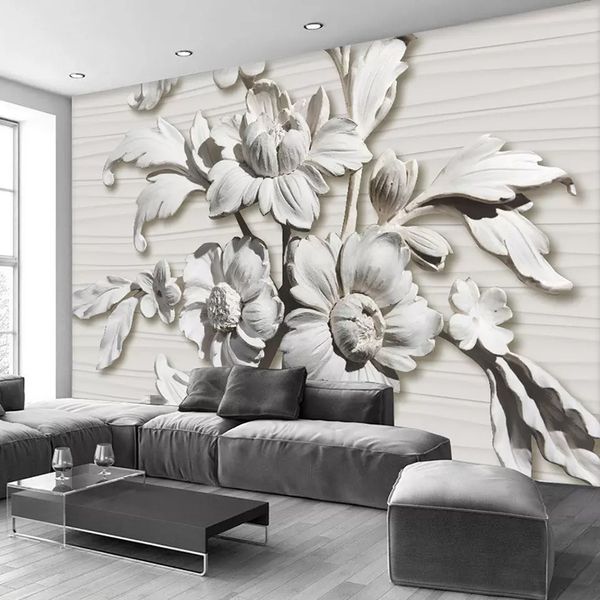

wall mural 3d relief flowers p wallpaper living room bedroom abstract art design wall papers for walls 3d home decor custom any size