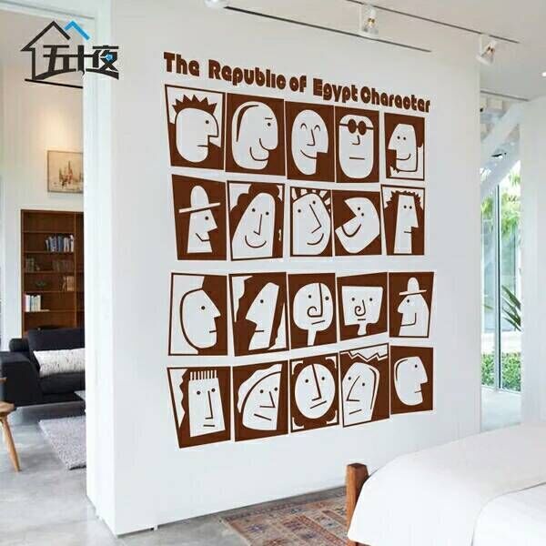 Egyptian Smile Face Personality Sticker Wallsticker Creative Living Room Sofa Backgroundrestaurant Decoration Room Dormitory Posterpaper Custom