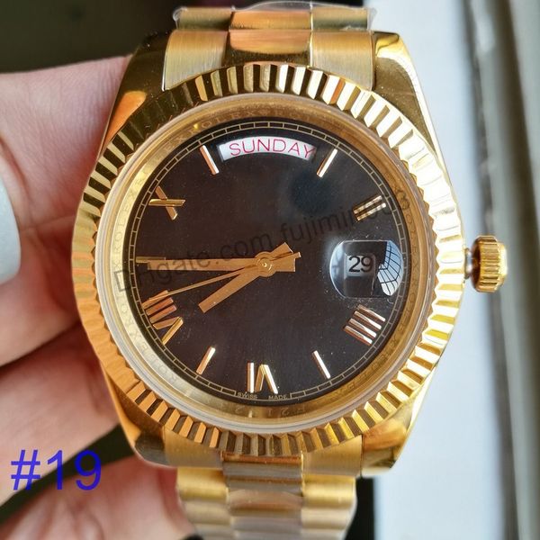 

25 цветов роскошные часы оптовые люди day date rlx автоматические механические 40mm 18k не watchres из нержавеющей стали наручных часов без, Slivery;brown