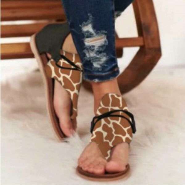 

sandals 2021 women leopard print summer shoes plus size fashion flat with, Black