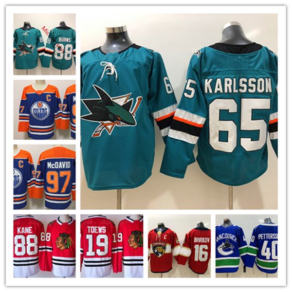 

Men 40 elia petter on 65 erik karl on 88 brent burn 16 alek ander barkov 19 jonathan toew 88 patrick kane 97 connor mcdavid jer ey