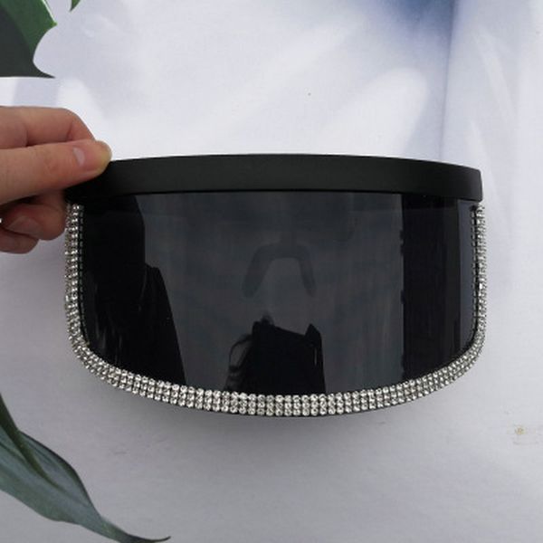 

crystal oversized shield visor sunglass oversized shield visor sunglasses women flatmask crystal decoration sun glasses black 2bmyj baby