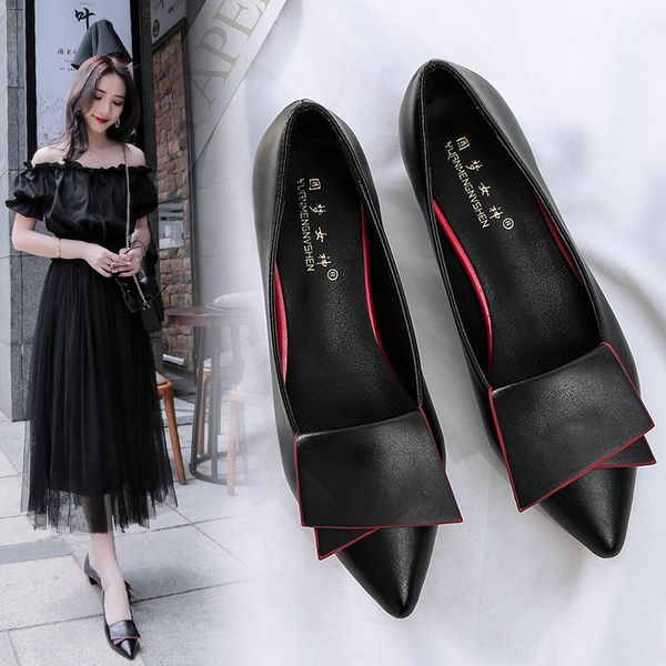 

white leather flat shoes woman pointed toe leather ruffles flats elegant ladies shoes slip on loafers moccasin 41 women, Black