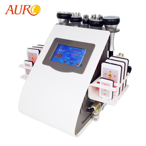 

2020 auro beauty 6 in 1 vacuum ultrasonic cavitation liposuction machine weight loss radio frequency rf slim beauty machine free
