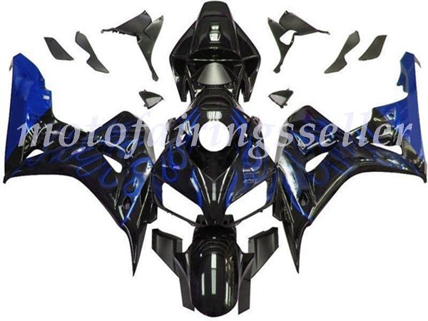 

oem quality new abs full fairings kits fit for honda cbr1000rr (2006-2007) cbr1000rr 06 07 bodywork set black and blue flame no1