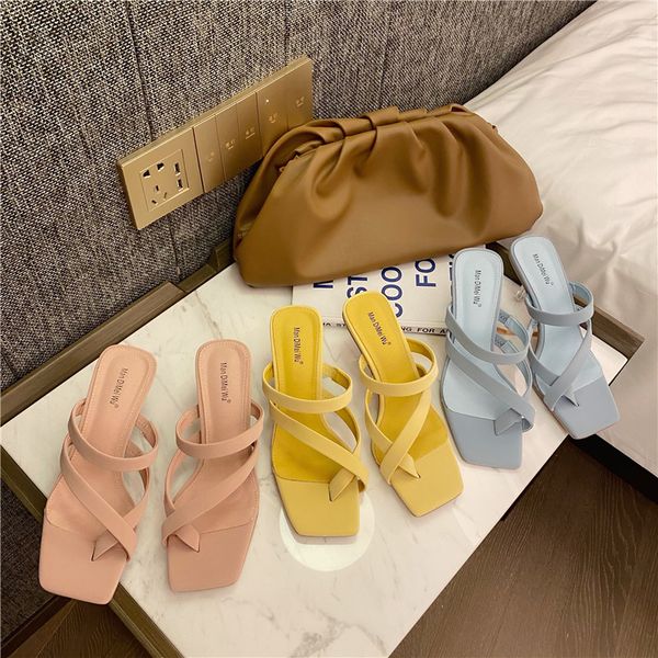 

shoes ladies' slippers med slides thin heels rubber flip flops slipers women heeled mules shallow soft summer, Black