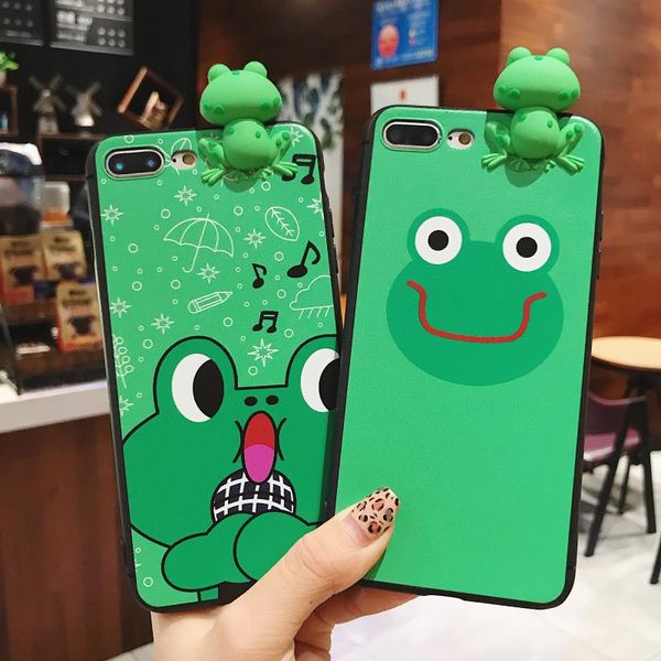 

green cute frog phone case for iphone 6 6s 7 8 plus x xs max xr soft silicone back cover cases antifall