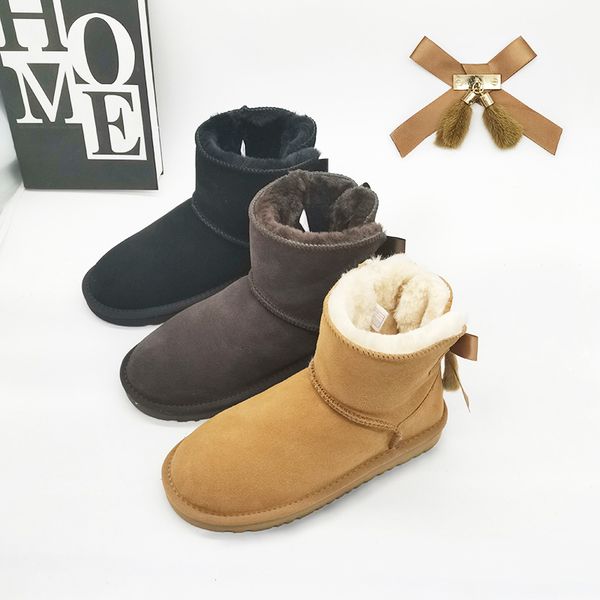 

australia wgg mens boots ankle boots bow women designer snow boots winter shoes stiefel stivali bottes chuteiras australie for women, Black