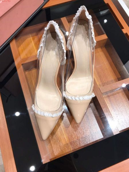 2019 Saldi nuove scarpe eleganti da donna con tacco alto in bianco e nero con finiture in pizzo Tacchi stile elegante Scarpe da abito da sposa