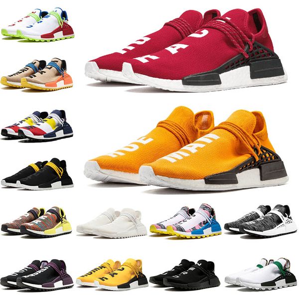 

pharrell williams pw human race trail hu human species red white orange men tennis shoes black yellow solar pack equality womens trainers