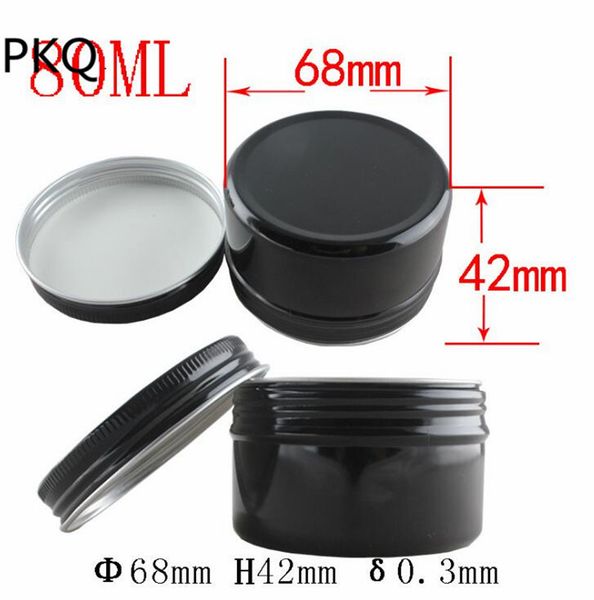 

40pcs 80ml aluminum cream jar pot nail art makeup lip gloss empty cosmetic metal tin containers black aluminum bottle/jar 80g