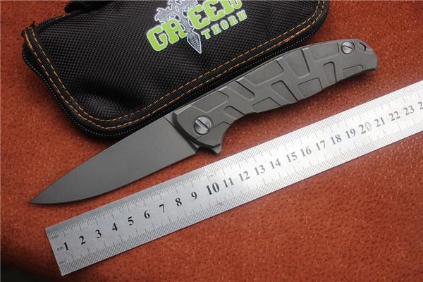

Зеленый Thorn нож F95 Flipper Tactical Складного нож подшипник D2 лезвие TC4 Титан ручка Открытые передач кемпинг выживание Карманные ножи