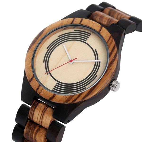 

ebony wood spiral stripe watch men's unique geometry design quartz watch male watches full wooden bangle luxury relogio gift, Slivery;brown