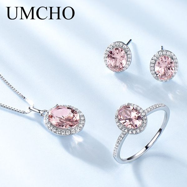 

umcho created pink sapphire jewelry sets elegant 925 sterling silver jewelry necklaces rings earrings for women wedding gifts, Black
