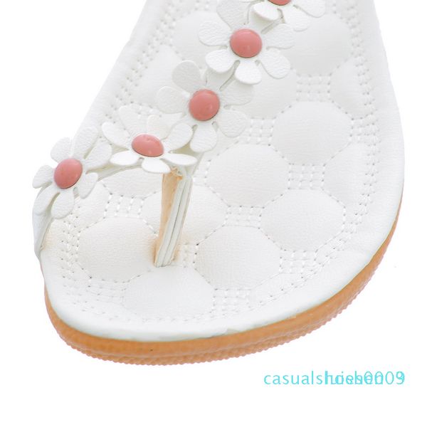 

2020 new bohemian women sandals summer style peep toe flower shoes flat shoes woman flip flops l03, Black