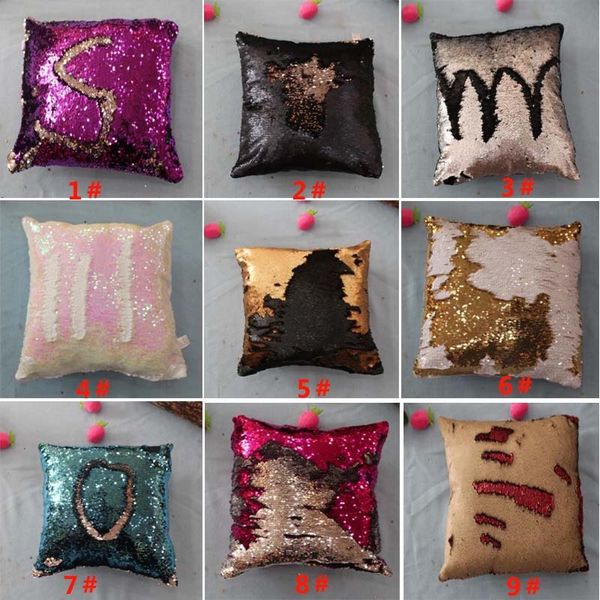 

new diy sequins pillow case mermaid pillow covers home sofa car decor cushion 10 style 40*40cm gifts fa2952