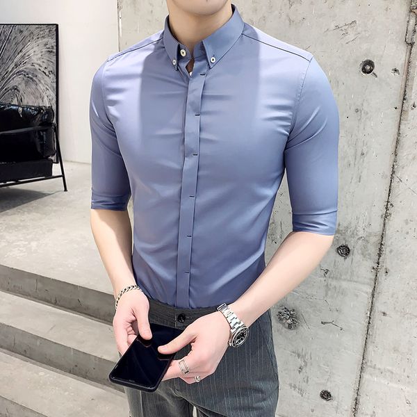 

light blue dress shirts gentlemen pink shirts summer mens fashion 2020 casual clothing mens workwear white dress wedding elegant, White;black