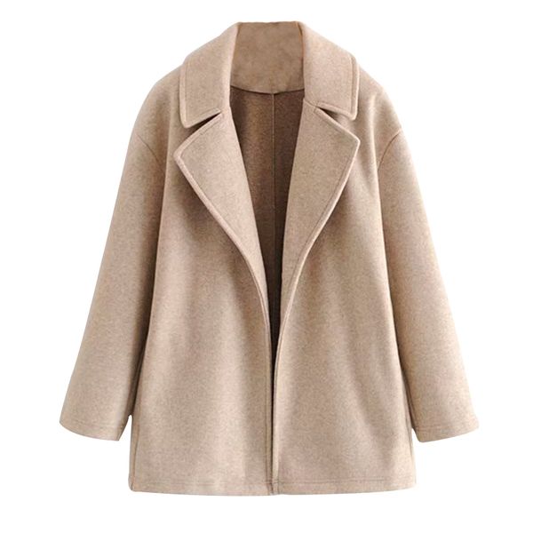 

wxwt women's jacket coat 2019 new autumn and winter woolen coat fashion elegant wild women's v-neck cardigan jacket parkas, Black