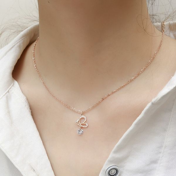 

new heart pendant titanium steel jewelry rose gold color necklace fy19072908, Golden;silver