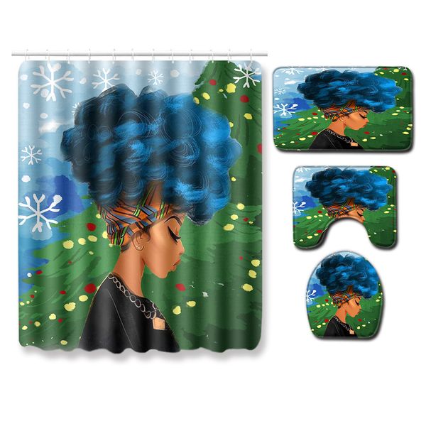 

70african women's new creative shower curtain from europe and the united states cross border goods wholesale to map customized toilet c