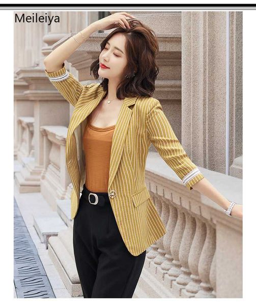 

striped small suit female 2019 new fashion one button casual shirt slim professional small suit, White;black
