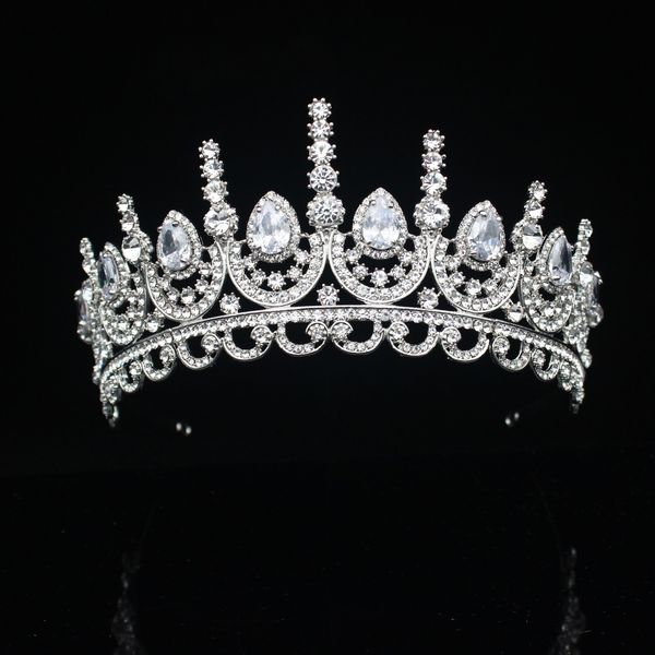 

zirconia wedding queen bridal tiara crowns bride pageant prom headpiece women/girl hair ornaments wedding head jewelry accessory, Golden;white
