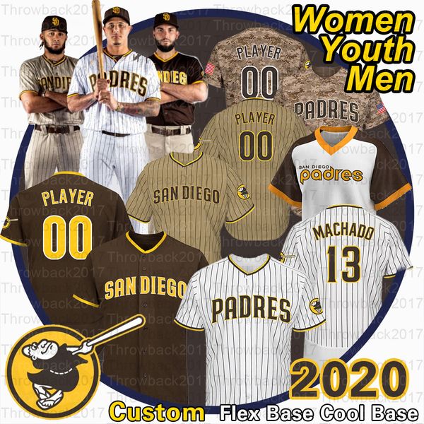 

2020 season padres jerseys fernando tatis jr 23 manny machado 13 tony gwynn 19 eric hosmer 30 new uniform brown is back san diego jersey, Blue;black