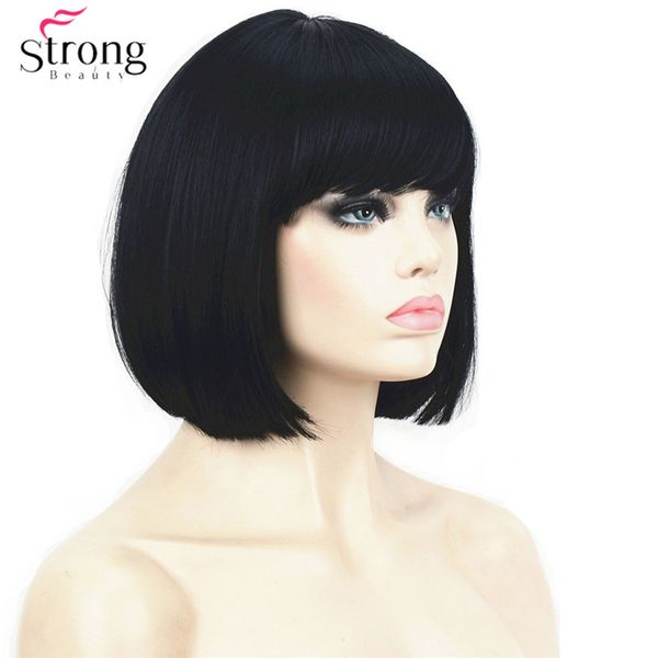 Lady Women Short Black Color Synthetic Straight Hair European